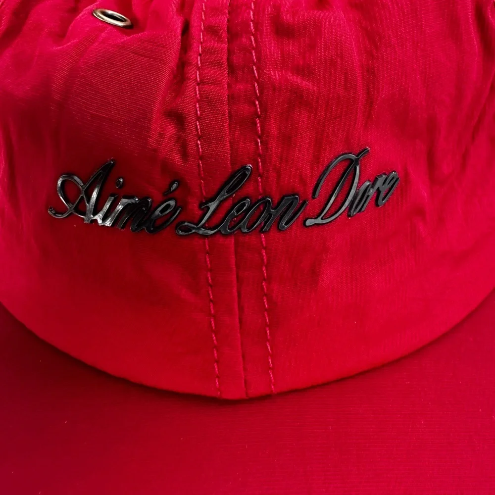 NEW AIME LEON DORE script sport nylon twill 6 panel hat cap red